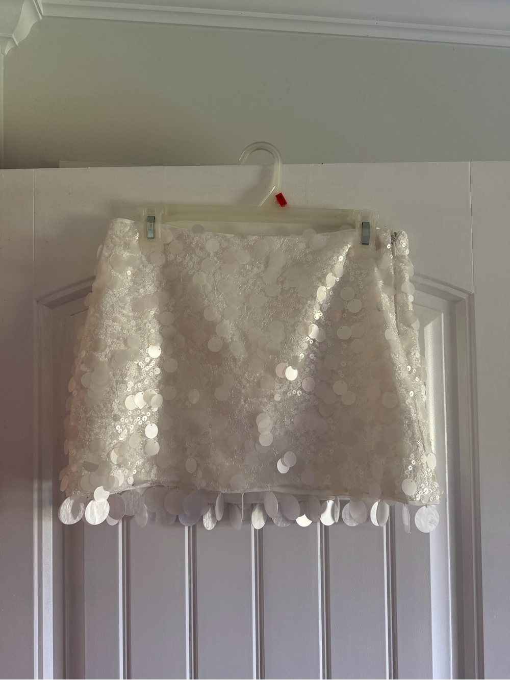 12th tribe White Sequin Mini Skirt